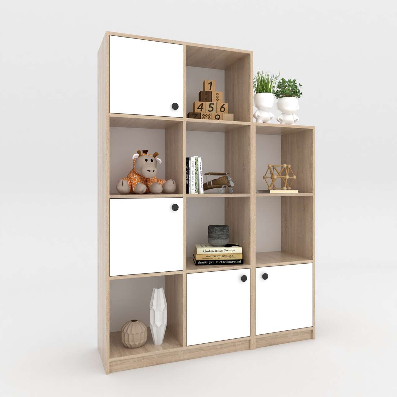Стелаж модульний з полицями в дитячу Chess 1660х1200х350мм Дуб Сонома/Білий, фото 1