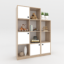 Стелаж модульний з полицями в дитячу Chess 1660х1200х350мм Дуб Сонома/Білий