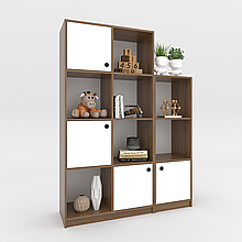 Стелаж модульний з полицями в дитячу Chess 1660х1200х350мм Дуб Родос Темний/Білий