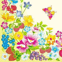 Салфетки бумажные трехслойные с рисунком Марго "Летние цветы" 18 шт
