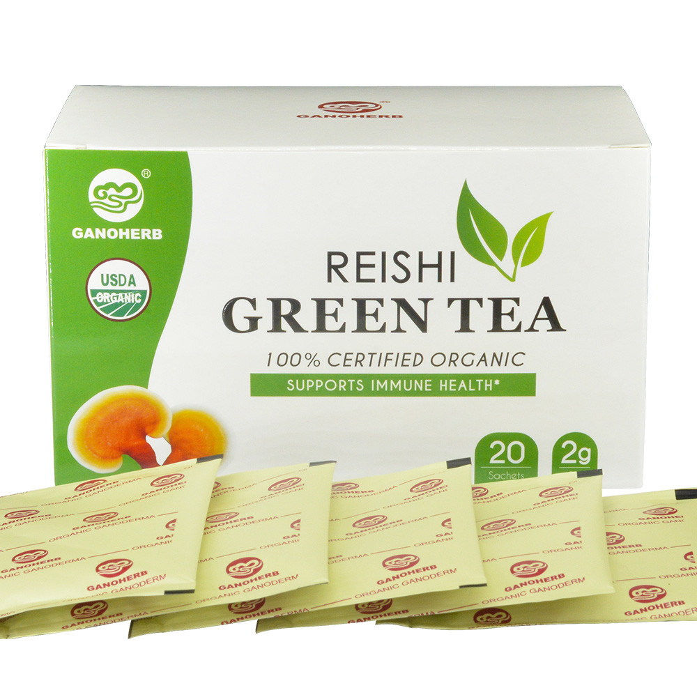 Зелений чай із грибом Рейші. Чай Лінчжі. Reishi green tea (1 пакетик)