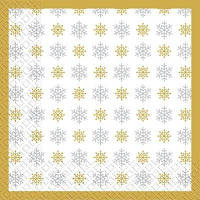 Праздничные новогодние бумажные салфетки Марго "Снежинки золотом" 18шт