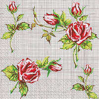 Салфетки бумажные трехслойные с рисунком Марго "Розы текстиль" 18 шт