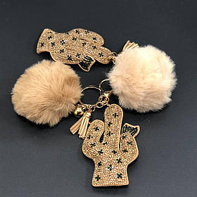 Брелок - пушок "Кактус з камінчиками", Брелок "Кактус"