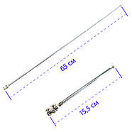Телескопічна антена BNC 25-1300MHz 15-65см 3-5dBi UHF VHF УКХ FM PMR для рації, радіо мікрофонів і т.п., фото 5