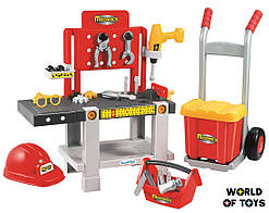 Набір "Майстерня" 4 в 1 з возиком, інструментами та шоломом, 22 аксес., 18міс+ | 002379