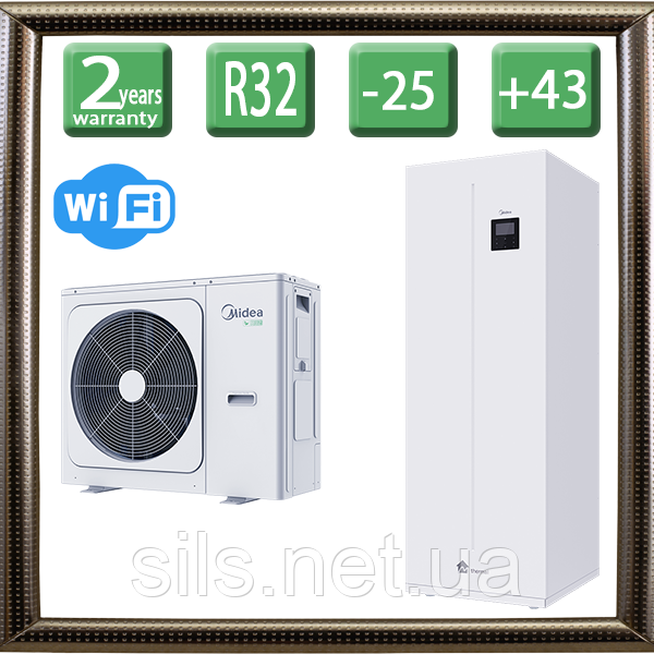 Тепловий насос повітря-вода Midea MWA-V16W/D2RN8-B/HBT-A160/240CD30GN8-B серія ARCTIC 2022 з баком-бойлером ГВС