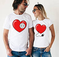 Парные футболки Сердце с розеткой "Нет смысла в розетке, когда нету вилки"