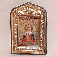 Икона Людмила святая мученица, лик 6х9, в пластиковой черной рамке
