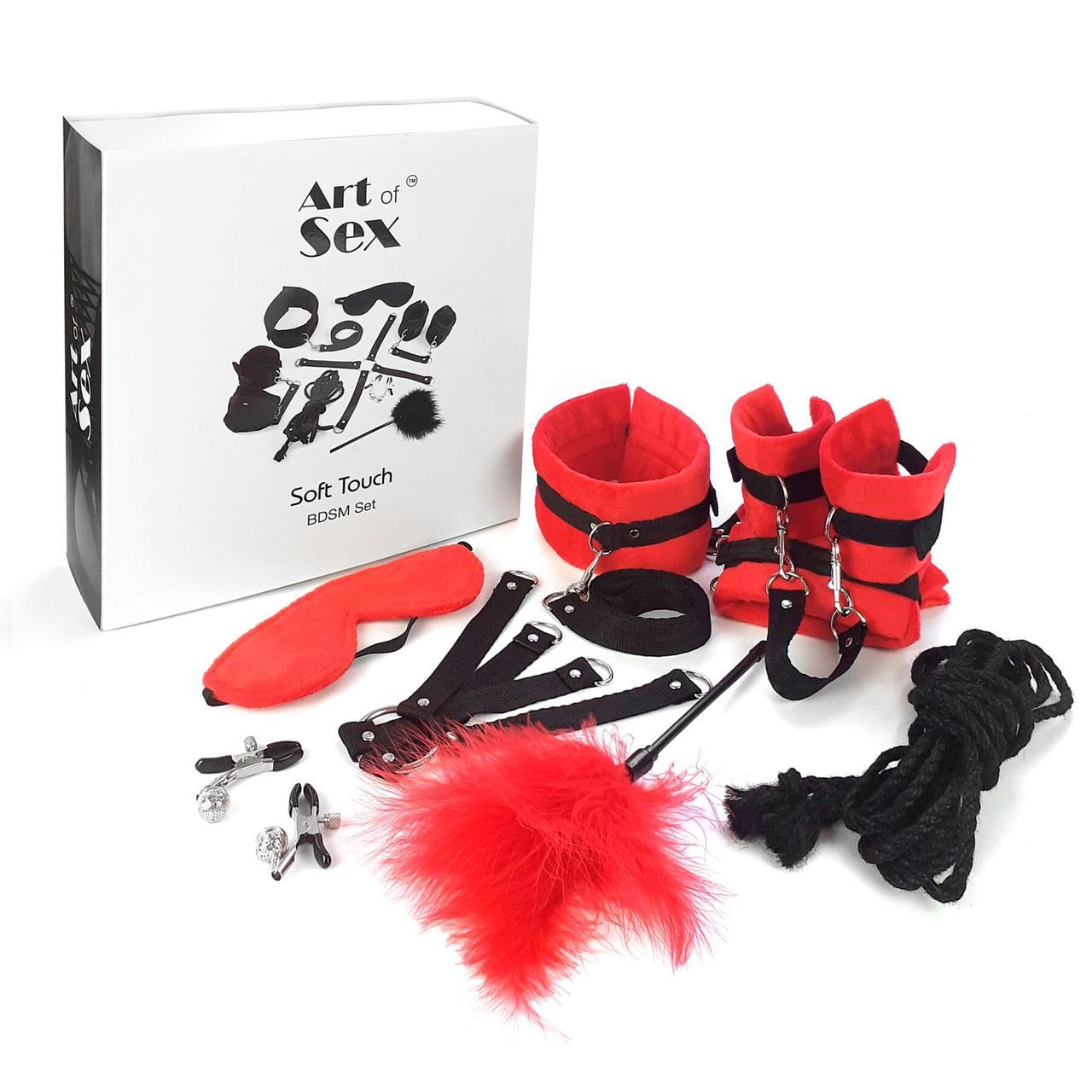 Набір БДСМ Art of Sex — Soft Touch BDSM Set, 9 предметів, Червоний