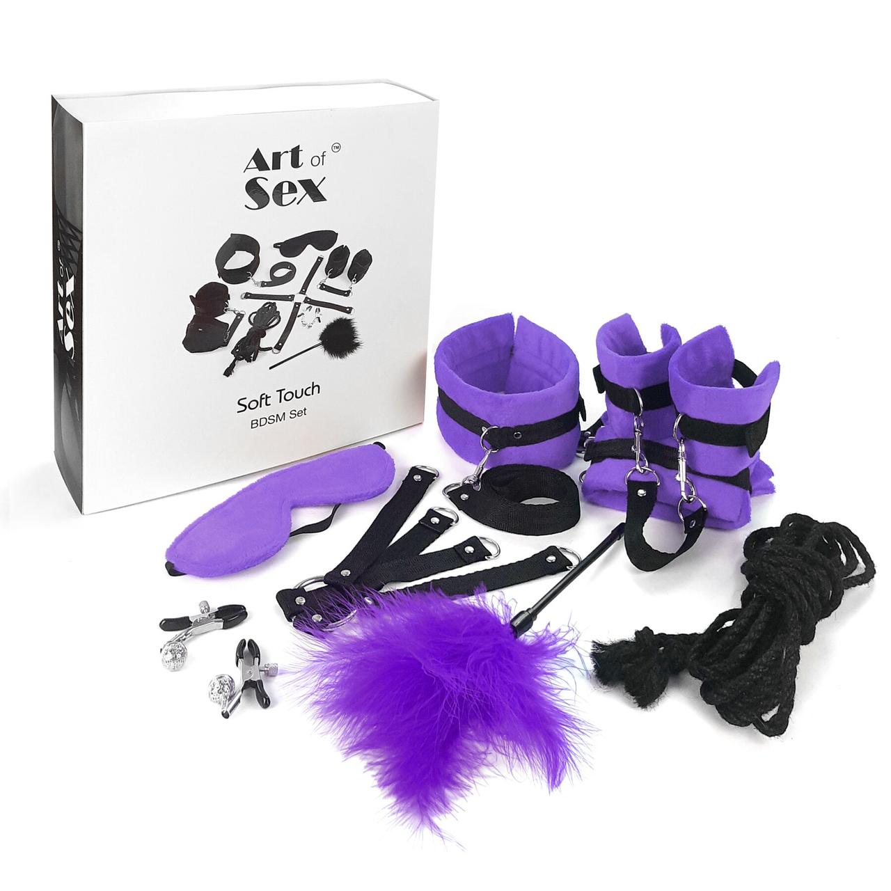 Набір БДСМ Art of Sex — Soft Touch BDSM Set, 9 предметів, Фіолетовий