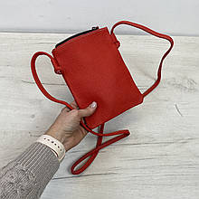 Шкіряна сумка для телефону на ремінці С02-КТ-3079 Червона