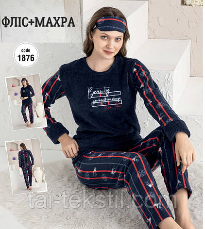 Піжама жіноче тепла махра софт+флісова основа Туреччина M-L-XL, фото 2