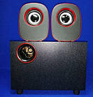 Колонки комп'ютерні FT-H3 mini 2.1 USB, чорні з червоним, фото 2