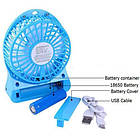 Міні вентилятор mini fan XSFS-01 з акумулятором 18650 Blue, фото 3