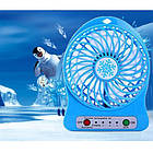 Міні вентилятор mini fan XSFS-01 з акумулятором 18650 Blue, фото 5