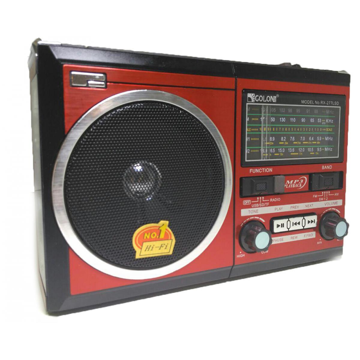 Портативна колонка MP3 USB Golon RX-277LSD Solar з сонячне панеллю Red