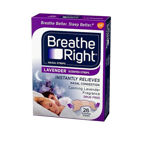 Носовые полоски от храпа с ароматом лаванды Breathe Right Nasal Strips ...