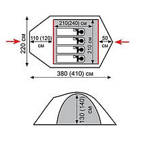 Туристична палата Tramp Mountain 3 (V2); тримісна, зелена. Експедиційна палатка Трамп TRT-0203-green,, фото 3