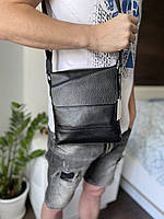 Топовая мужская сумка через плечо черная, мужская сумка планшетка из натуральной кожи