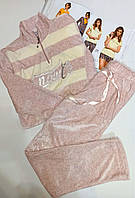 Пижама женская велюр c брюками костюм женский для дома Bella Secret 5556k розовый меланж