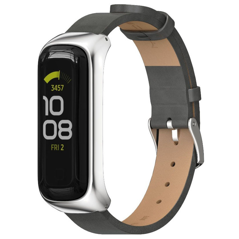 Ремінець MiJobs Leather Strap для Samsung Galaxy Fit2 SM-R220 Grey / Silver