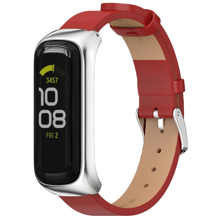 Ремінець MiJobs Leather Strap для Samsung Galaxy Fit2 SM-R220 Red / Silver