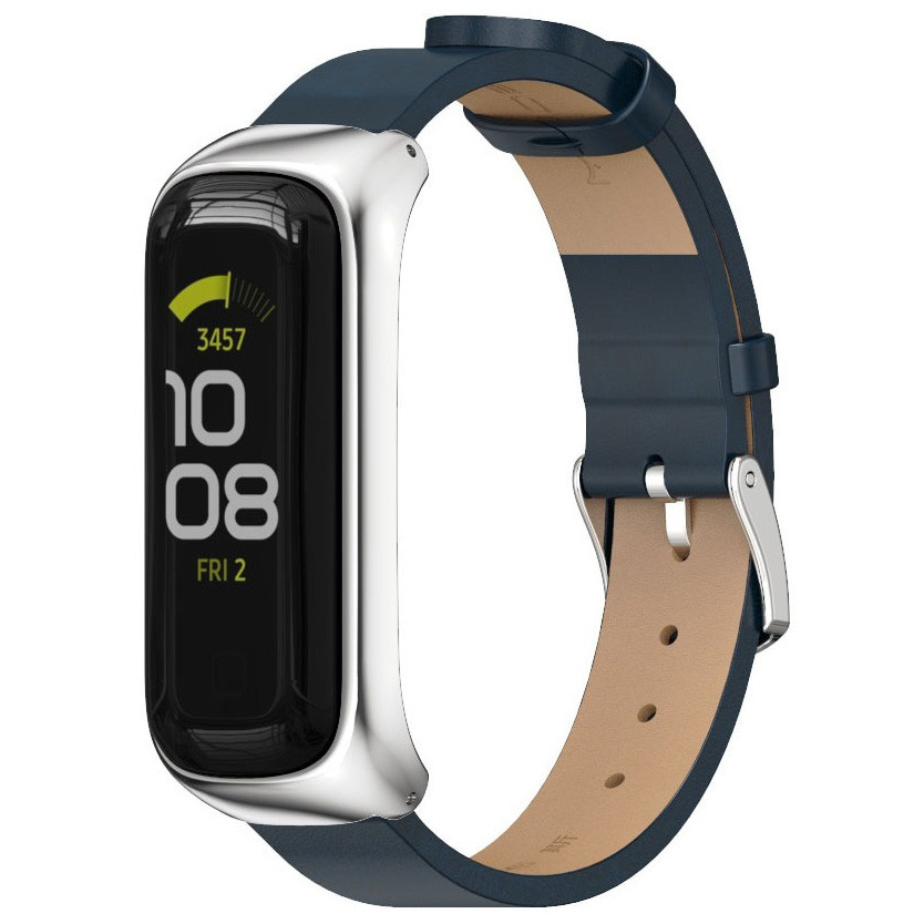 Ремінець MiJobs Leather Strap для Samsung Galaxy Fit2 SM-R220 Blue / Silver
