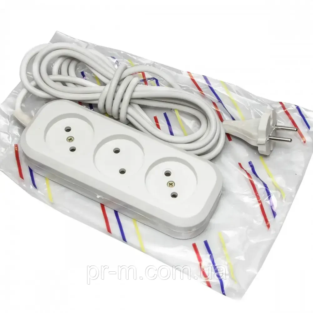 Мережевий подовжувач перкноска 6 А ПВС — 3 метри