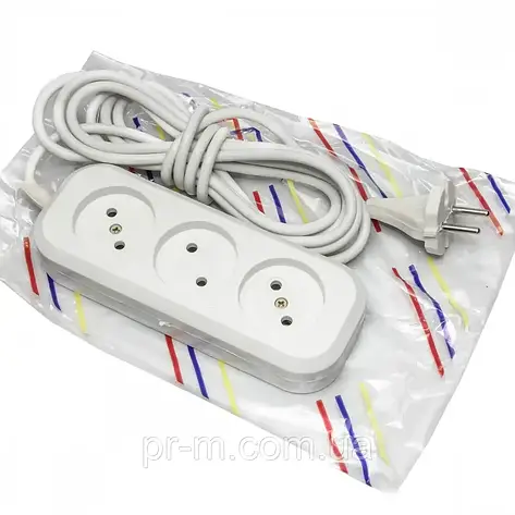Мережевий подовжувач перкноска 6 А ПВС — 3 метри, фото 1