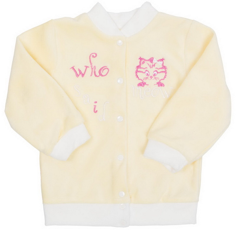 Кофта дитяча для дівчинки на кнопках GABBI Мяу Жовтий на зріст 62 (10987)