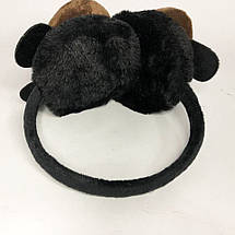 Хутряні навушники панда. Колір: чорний, фото 3
