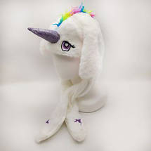 Карнавальна шапка з підсвічуванням: білий єдиноріг з вухами, що піднімаються., фото 2