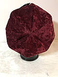 Жіноча демісезонна кепка з микровельвета колір бордовий, фото 4