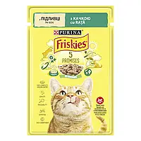 Влажный корм Friskies для взрослых котов с уткой (85 грамм)