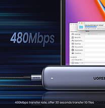 Кабель Ugreen USB Type-C — USB Type-C 5 А 100 W 70427 (Сріблястий, 1 м), фото 3