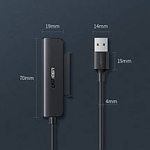 Кабель-адаптер Ugreen SATA-USB 3.0 для 2,5-дюймового SSD і жорсткого диска 70609 (Чорний 0.5 м), фото 3