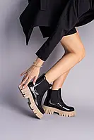 Женские зимние ботинки с резинкой Челси ShoesBand Черные натуральные кожаные наплак внутри полушерсть 38 (24,5