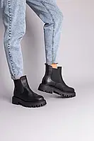 Женские зимние ботинки с резинкой Челси ShoesBand Черные натуральные кожаные внутри полушерсть 37 (24 см)