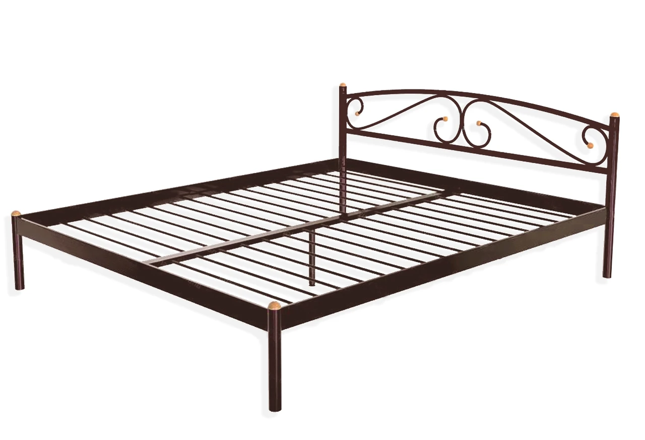 Ліжко полуторне металеве Метакам VERONA-1 200X120 коричневий, фото 1