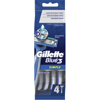 Бритва Gillette Blue Simple3 одноразова 4 шт (7702018429622)