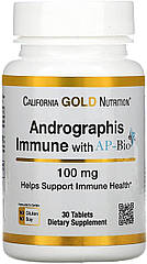 Aндрографіс для імунітету California Gold Nutrition Andrographis Immune with AP-BIO, 100 mg, 30 Tablets