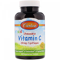 Жувальний вітамін З Kids Chewable Vitamin C Natural 250 mg 60 Tablets (Tangerine)