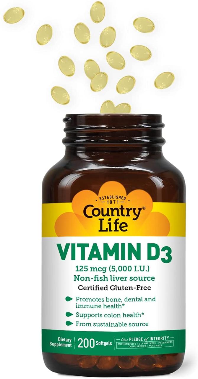 Вітамін D3 5000 МО Country Life Vitamin D3 5000 IU 200 Softgels