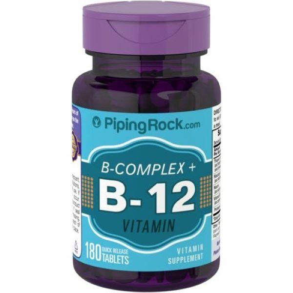 Комплекс вітамінів групи B і вітамін B-12 Piping Rock B Complex Plus Vitamin B-12 180 tablets