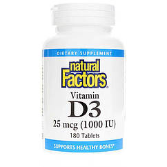 Вітамин D3 Natural Factors Vitamin D3 25mcg 1,000 IU 180 Tablets