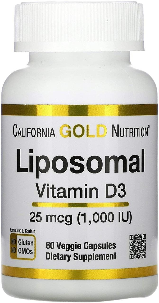 Вітамін Д3 California Gold Nutrition Liposomal Vitamin D3 1,000 IU 60 Veggie Capsules