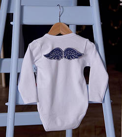Стильний ошатний боді з крильцями для малюків на виписку, Хрестини, фотосесію Янгол 56 Brilliant Baby Синій