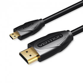 Кабель HDMI-microHDMI v.2.0 Vention 4K 60Hz 18Gbps HDR Video Dolby Audio 1.5m Black (VAA-D03-B150)