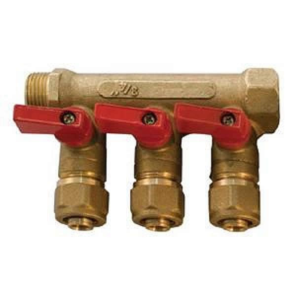 Колектор з шаровими кранами 1" x 16 3 виходи, фото 1